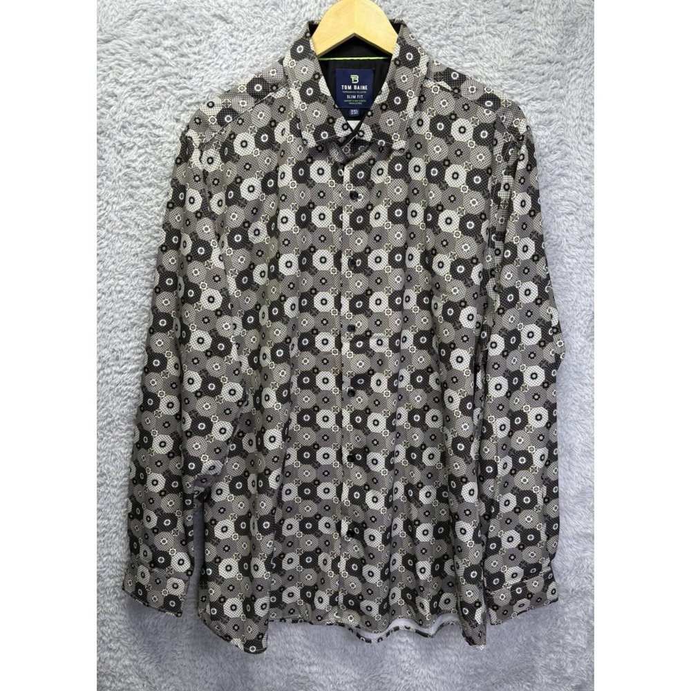 Tom Baine Mens 3XL Performance Shirt 4 Way Stretch Geometric Long Sleeve